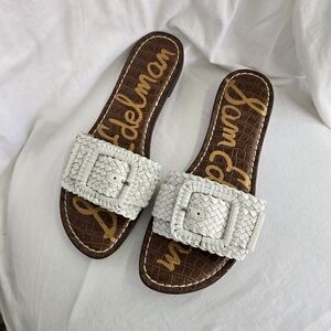 SAM EDELMAN gabriela woven slide sandal - medium in bright white Size 8.5